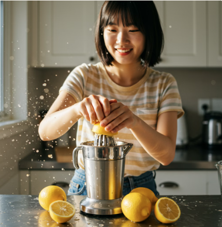 레몬즙은 생레몬을 직접 짜서 사용