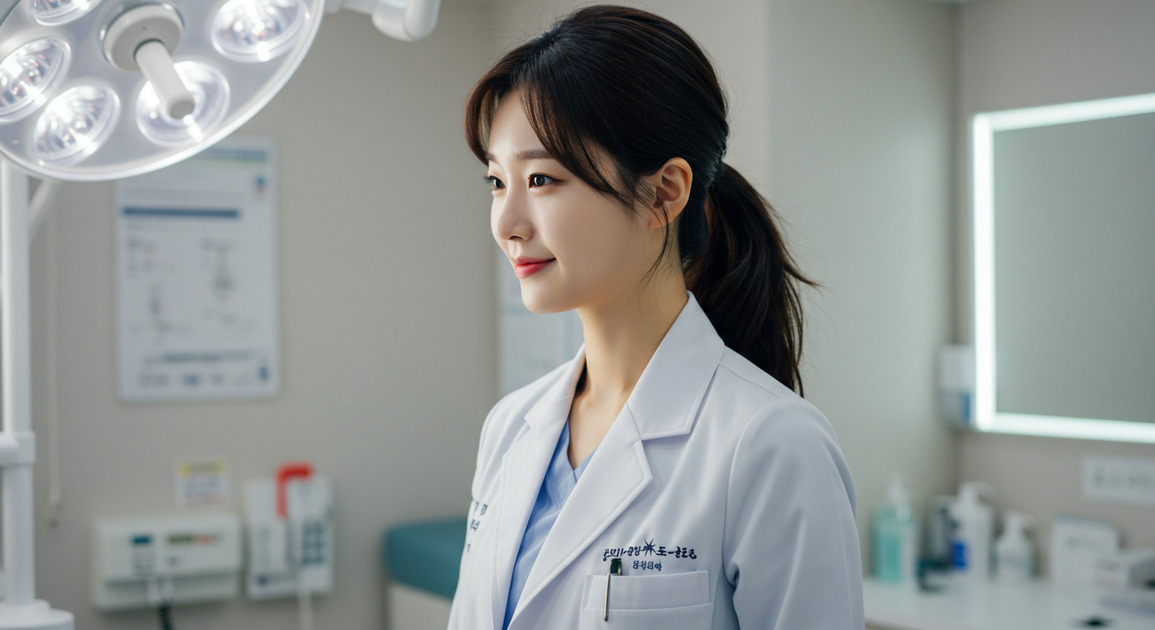 튜바리얼 침샘 기능 분석 중인 여성 의사 이미지