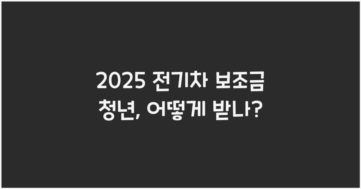 2025 전기차 보조금 청년