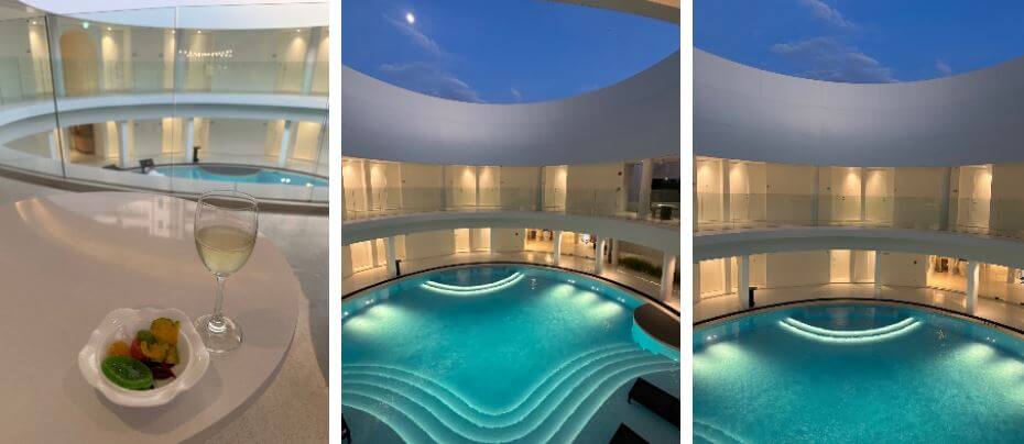 숙소 2층에서 내려다 본 수영장 사진