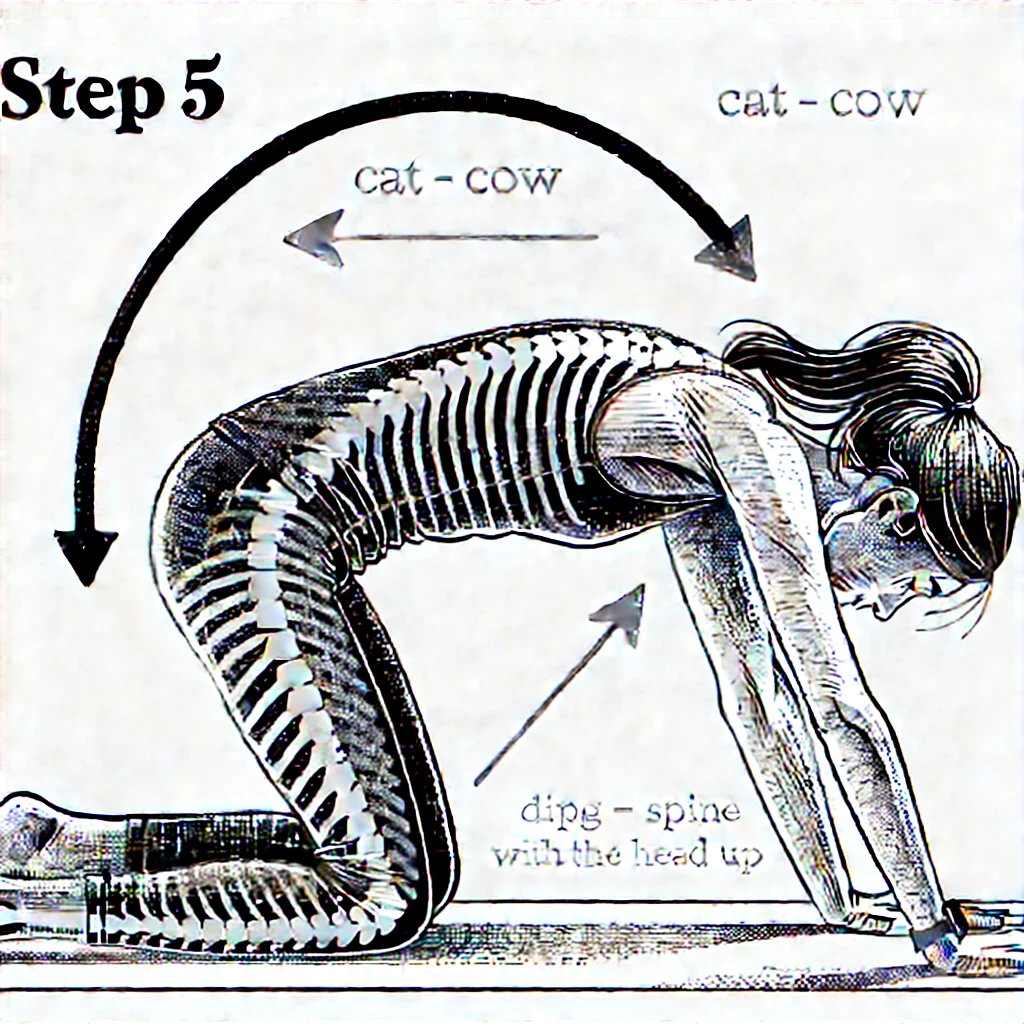 5단계. 고양이-소 자세 (2분)