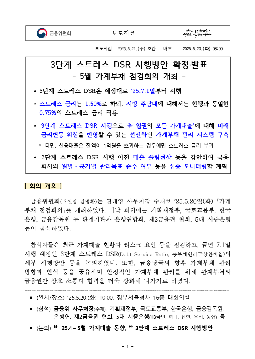 3단계 스트레스 DSR 시행방안