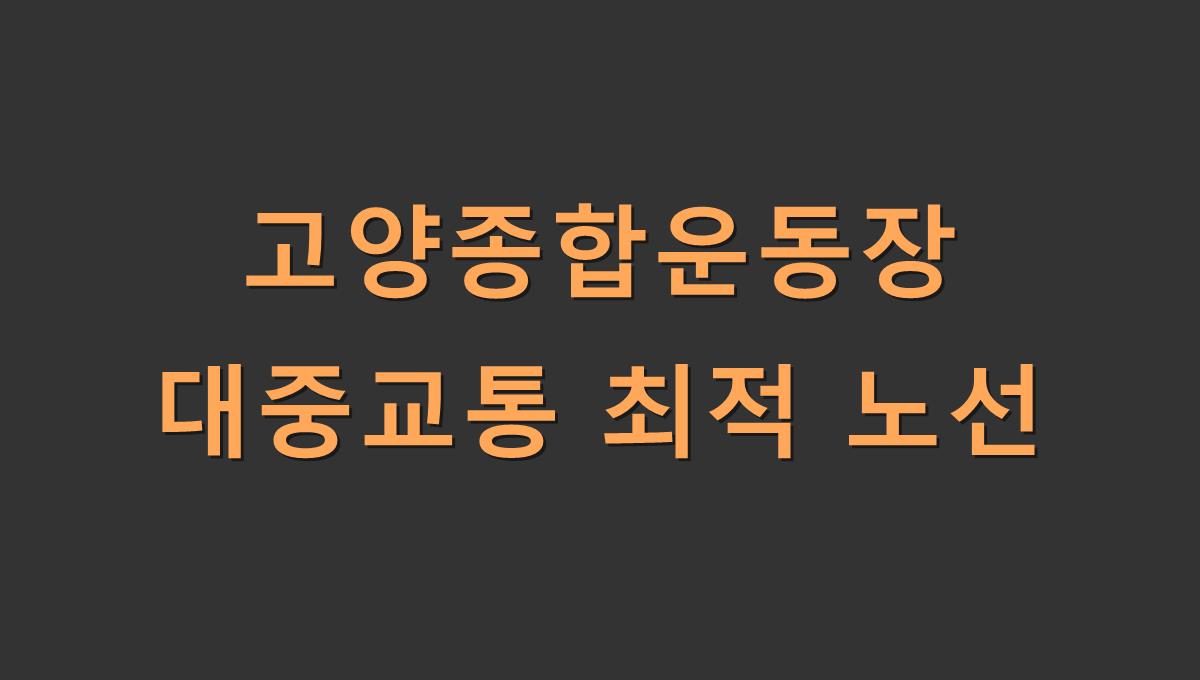 고양종합운동장 대중교통 최적 노선