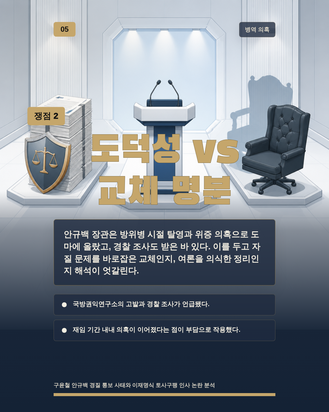 도덕성 vs 교체 명분