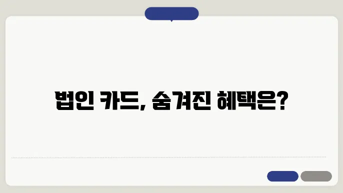 법인 카드의 경제적 혜택