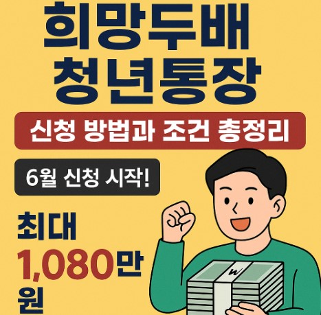 540만원 저축하면 1080만원 받음! 희망두배 청년통장 2025 신청 방법과 조건 총정리 (6월 신청 시작!) 관련 사진