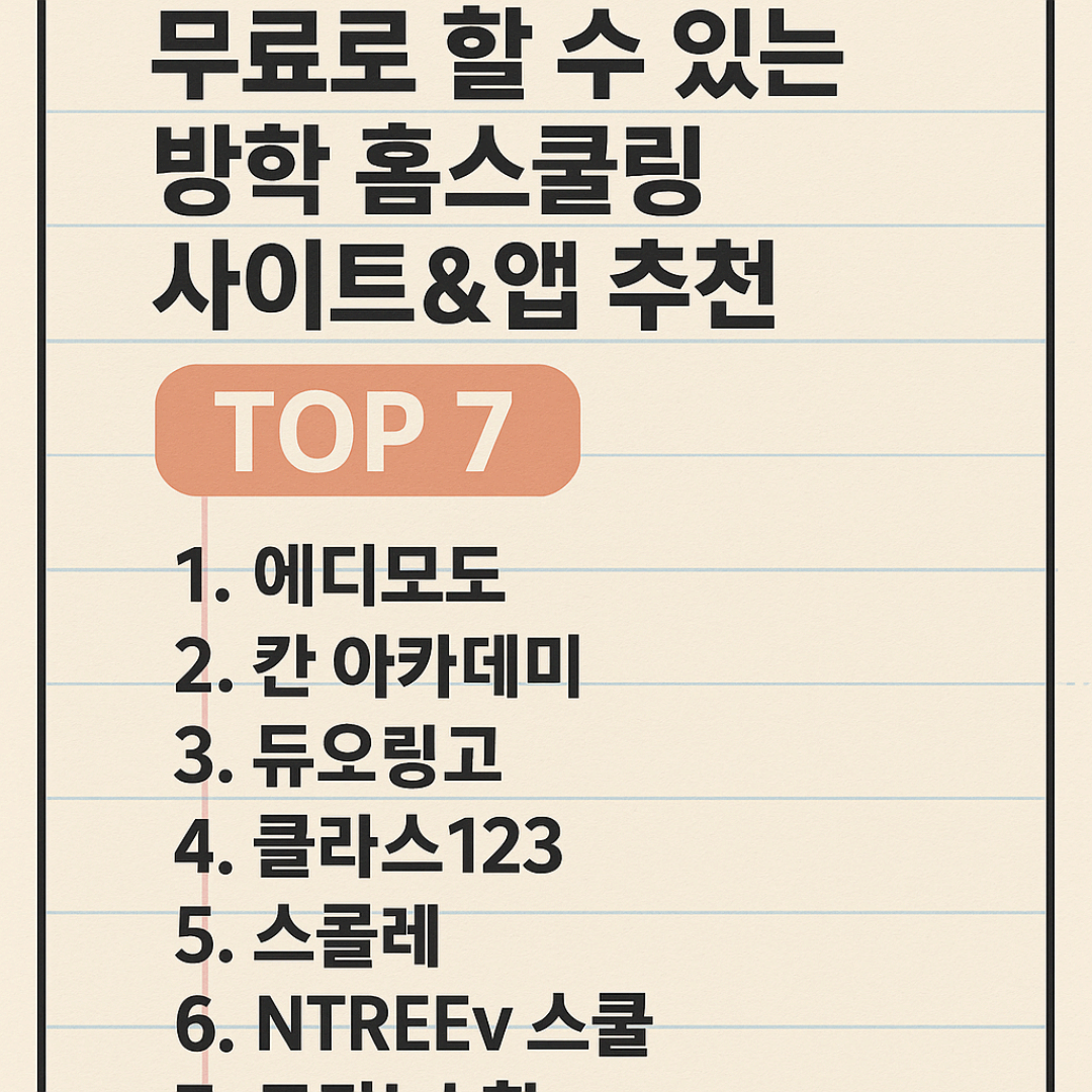 무료로 할 수 있는 방학 홈스쿨링 사이트&앱 추천 TOP 7