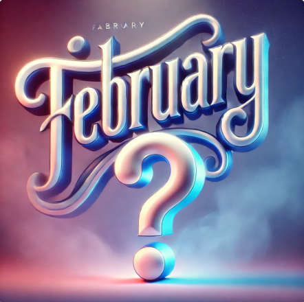 February(2월) 와 ?(물음표)가 그려진 이미지