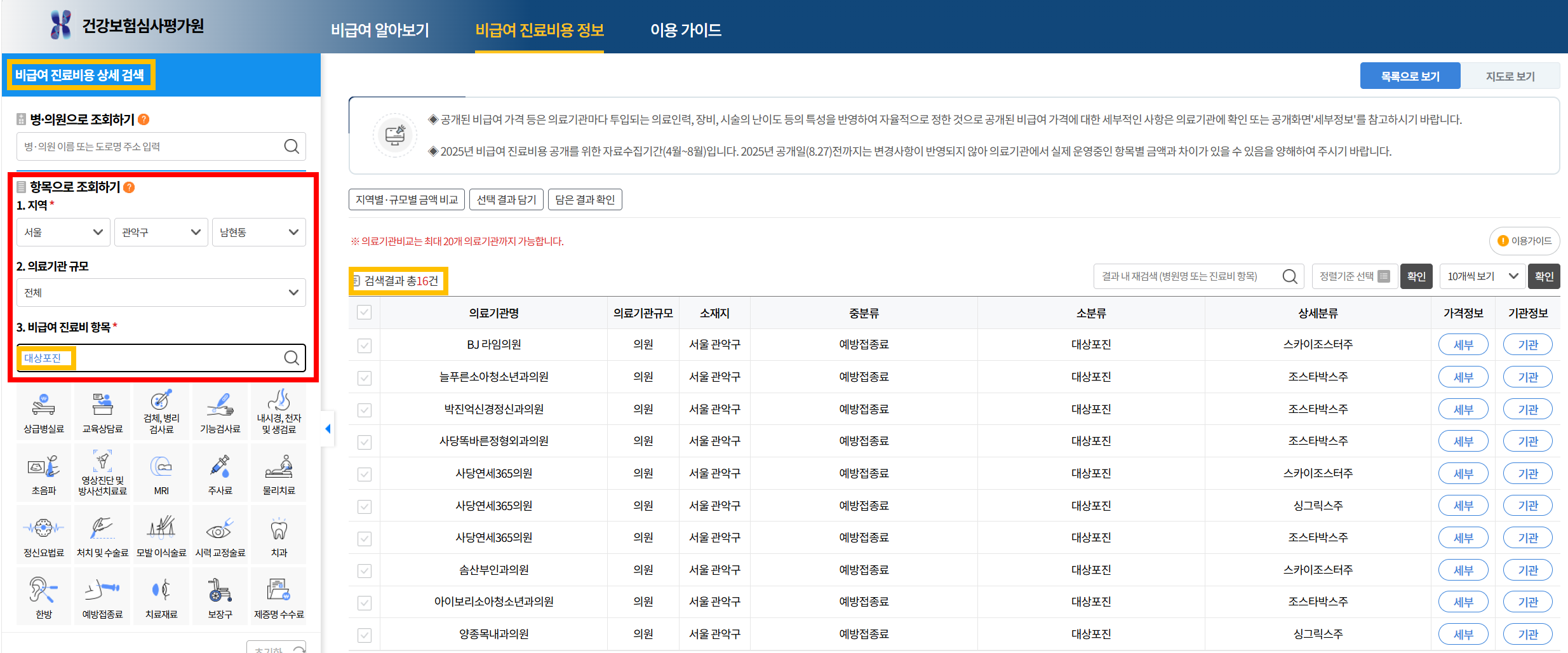 지역별 대상포진 백신 가격 비교
