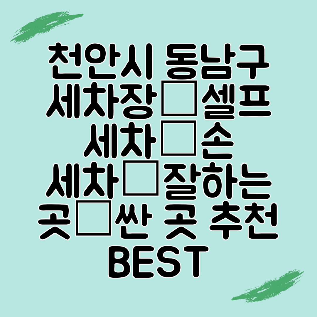 천안시 동남구 세차장│셀프 세차│손 세차│잘하는 곳│싼 곳 추천 BEST