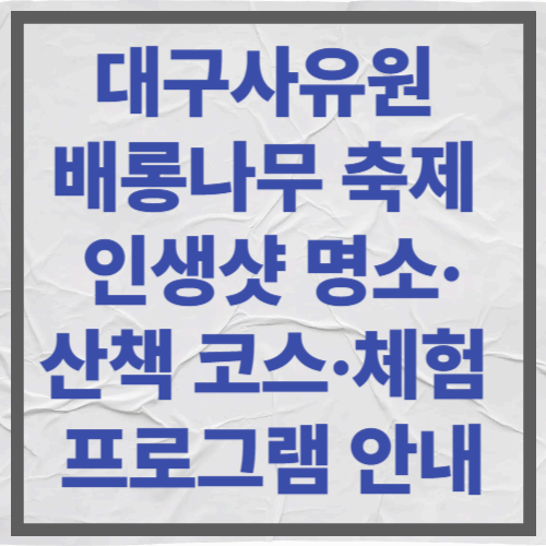 대구사유원 배롱나무 축제, 인생샷 명소·산책 코스·체험 프로그램 안내