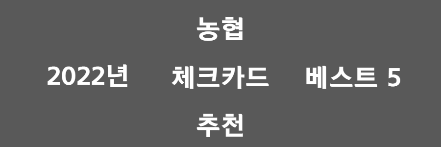 농협 체크카드 추천 베스트 5