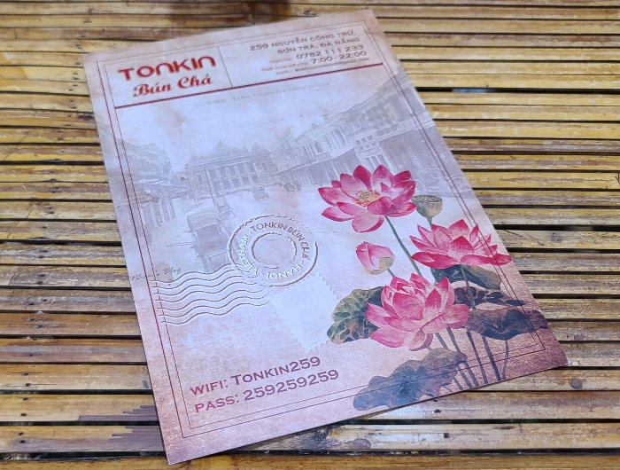 Tonkin B&uacute;n Chả 베트남 베트남여행 다낭 분짜 아침식사 톤킨분짜 톤킨분짜내부 톤킨분짜메뉴판 WIFI