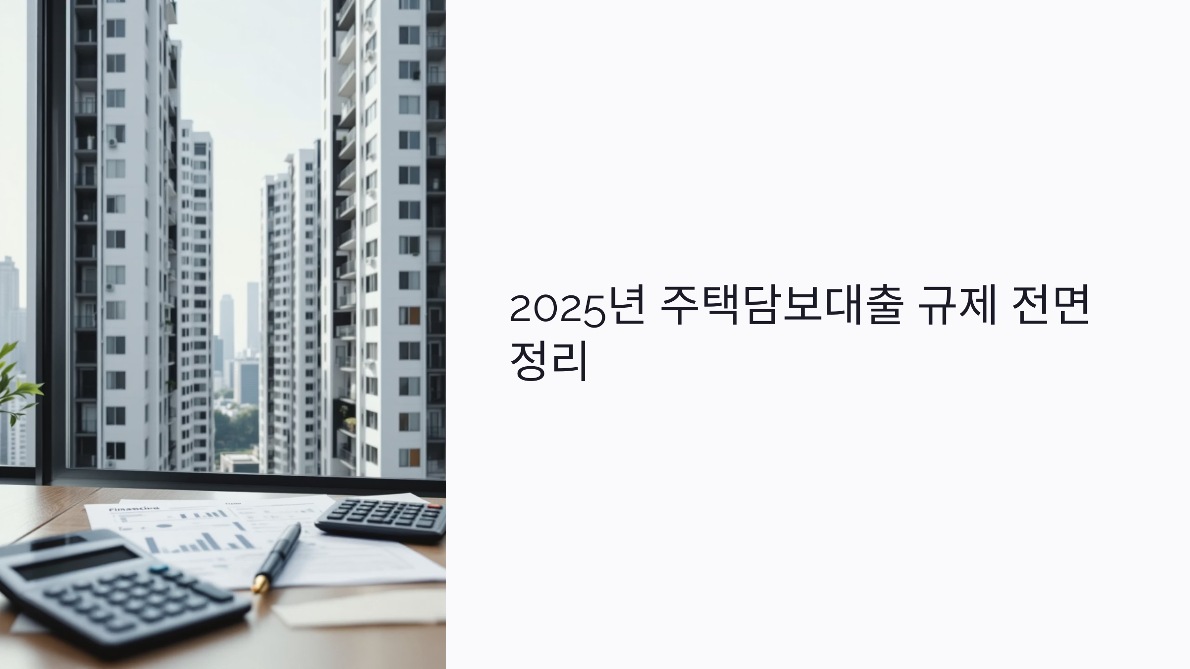 2025년 주택담보대출 규제 전면 정리: LTV·DSR부터 다주택자 제한까지