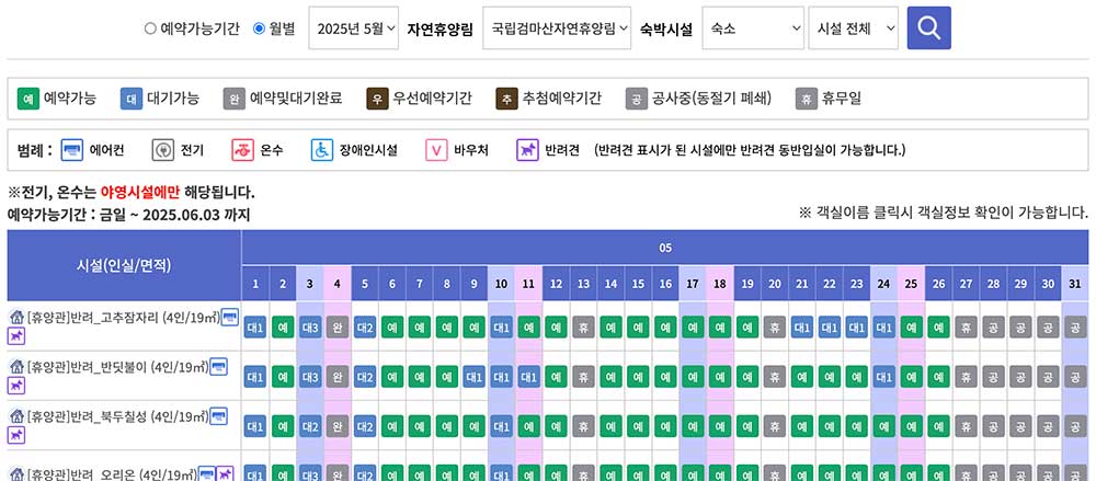 국립검마산자연휴양림 예약