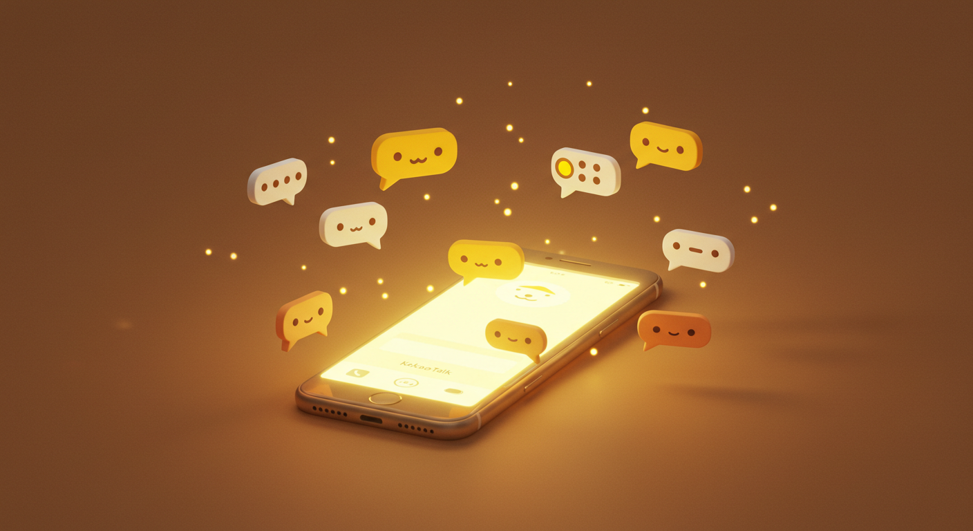 카카오톡 대화 기록을 안전하게 백업하는 스마트폰 장면