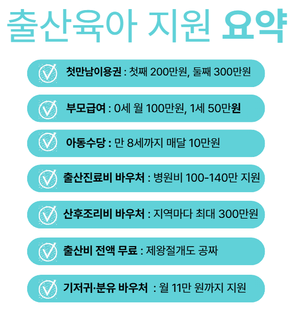 출산육아 지원 요약