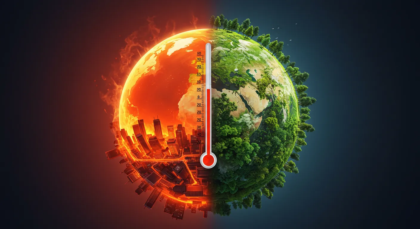 반은 열섬으로 뜨거워지고 반은 푸르른 지구모습