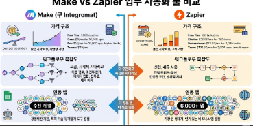 Make vs Zapier 업무 자동화 툴 선택 가이드 관련 이미지