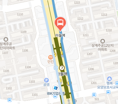 마들역에서 인천공항 리무진 공항버스(6100번) 지도 위치