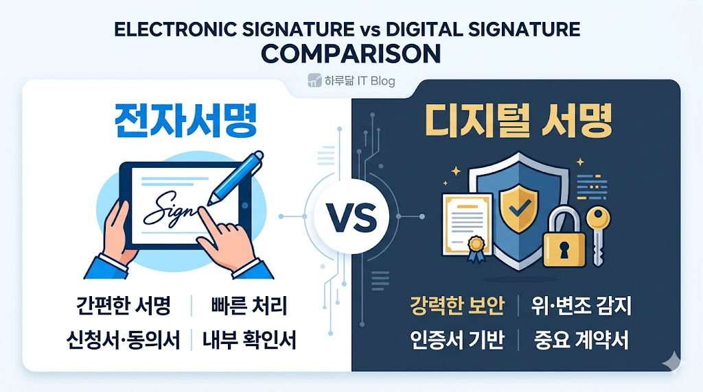 전자서명과 디지털 서명 차이