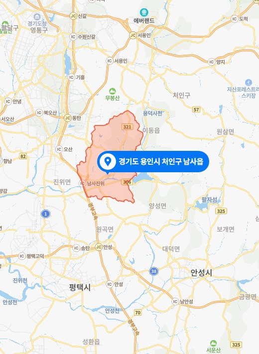 클러스터 위치 경기도 용인시 처인구 남사읍