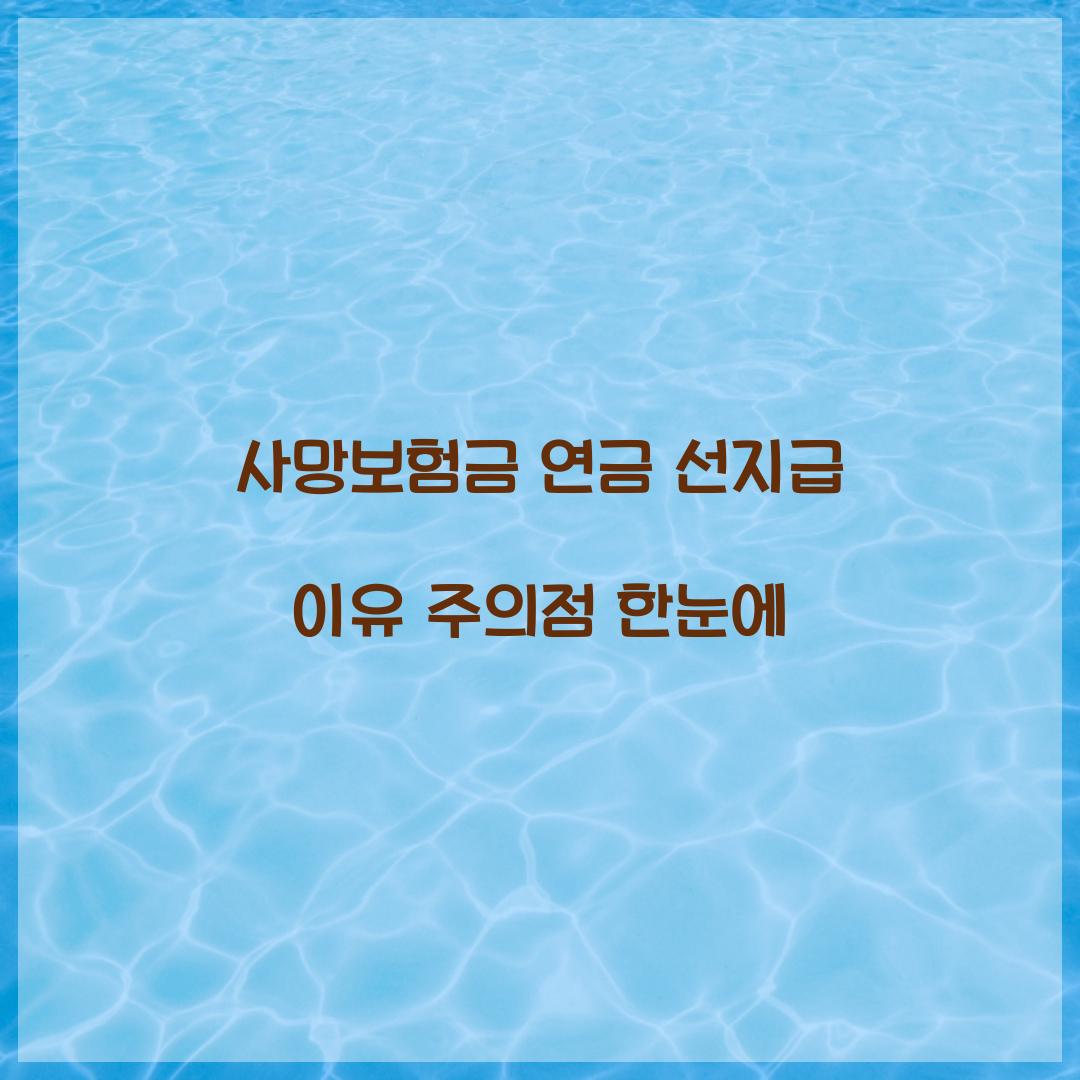 사망보험금 연금 선지급