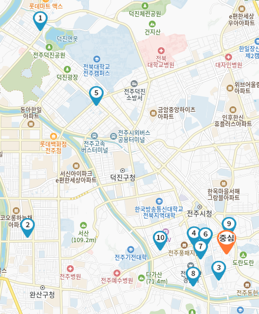 전주한옥마을 근처맛집 지도