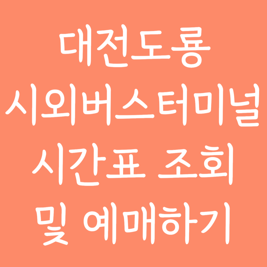 대전도룡 시외버스터미널 시간표조회 및 예매하기