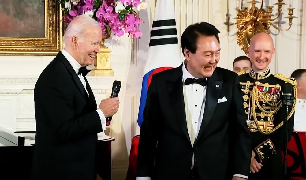 바이든과 윤석열대통령의 만찬장 사진