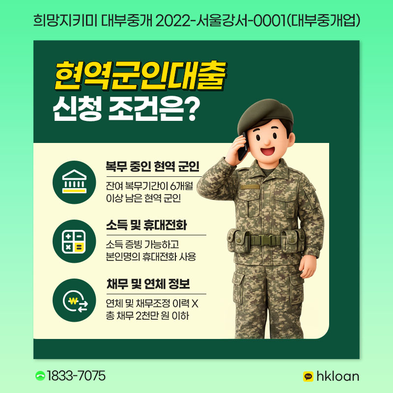 현역군인대출 신청 조건은?