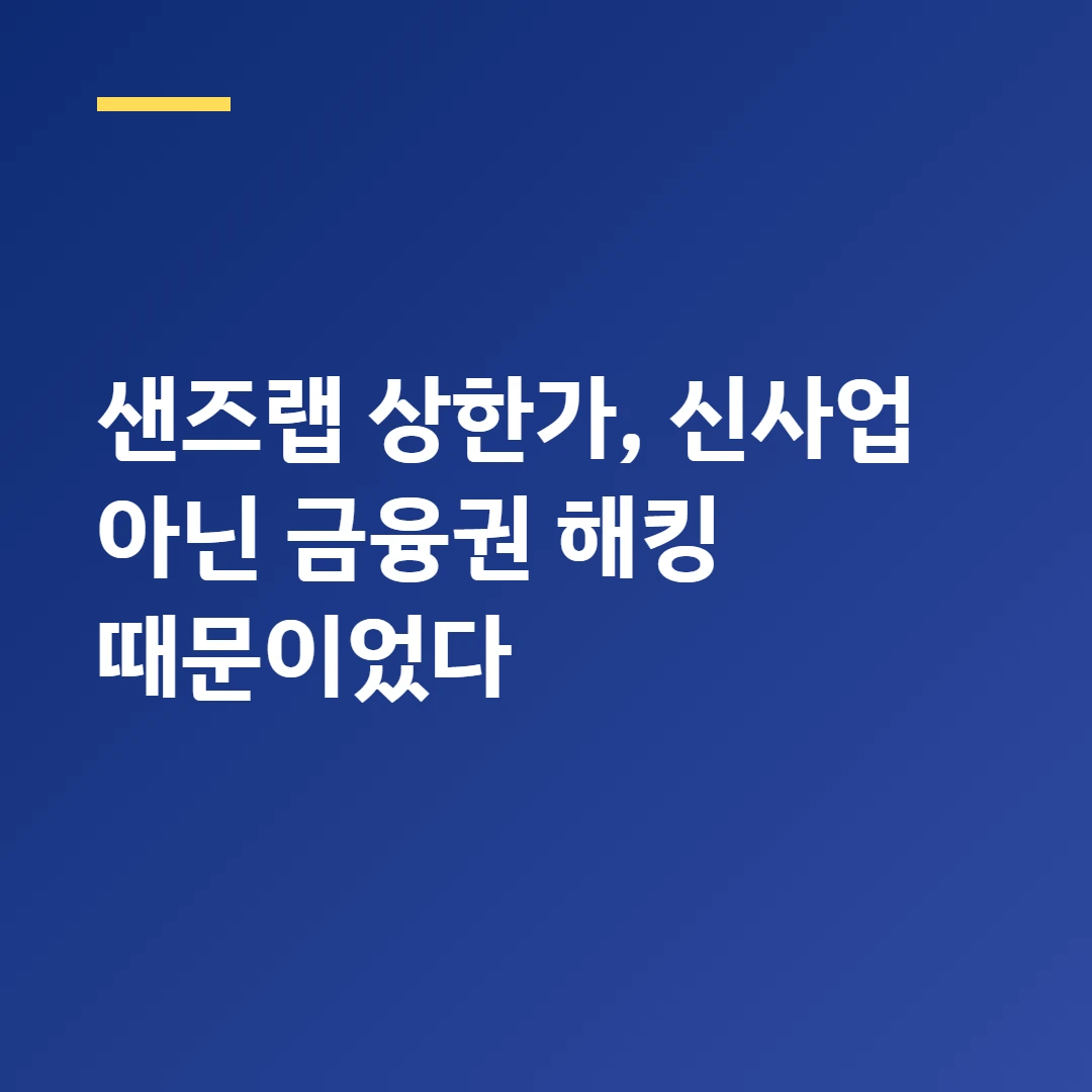 샌즈랩 상한가, 신사업 아닌 금융권 해킹 때문이었다
