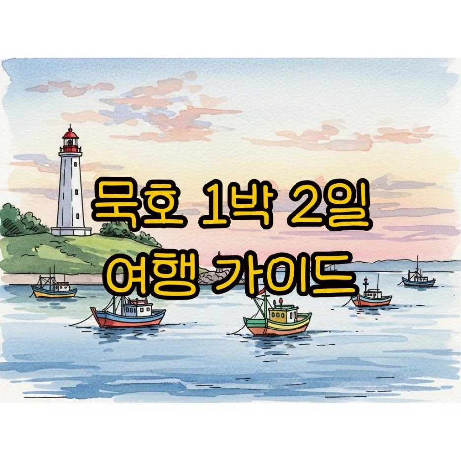 묵호항의 푸른 바다와 하얀 등대가 어우러진 평화로운 풍경