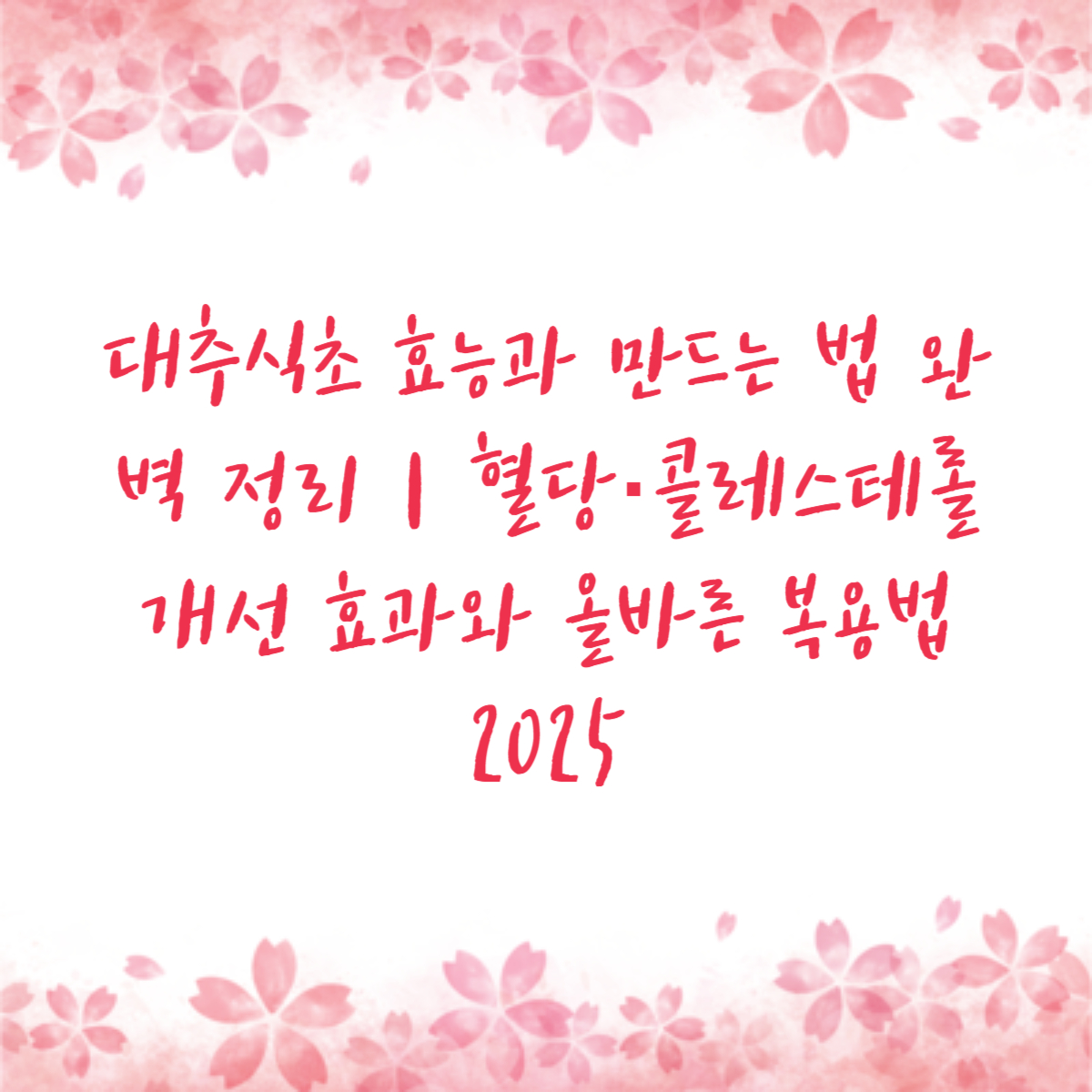 대추식초 효능과 만드는 법 완벽 정리｜혈당·콜레스테롤 개선 효과와 올바른 복용법 2025
