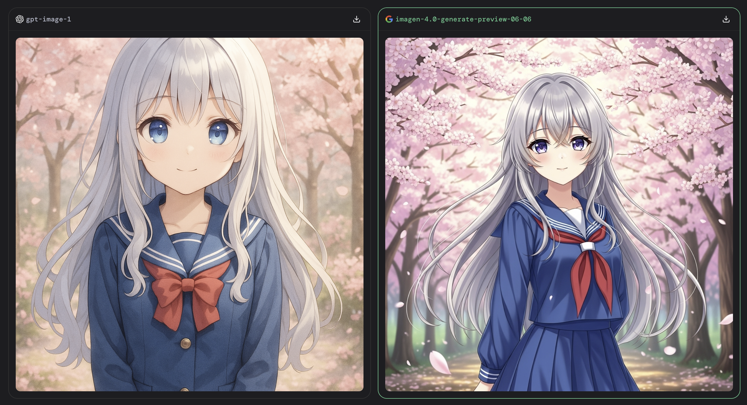 애니메이션 이미지 생성시 모델간 비교 평가 ❘ LMArena.io