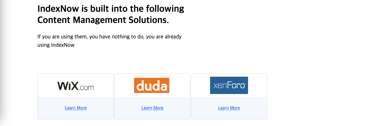 IndexNow Built-in CMS