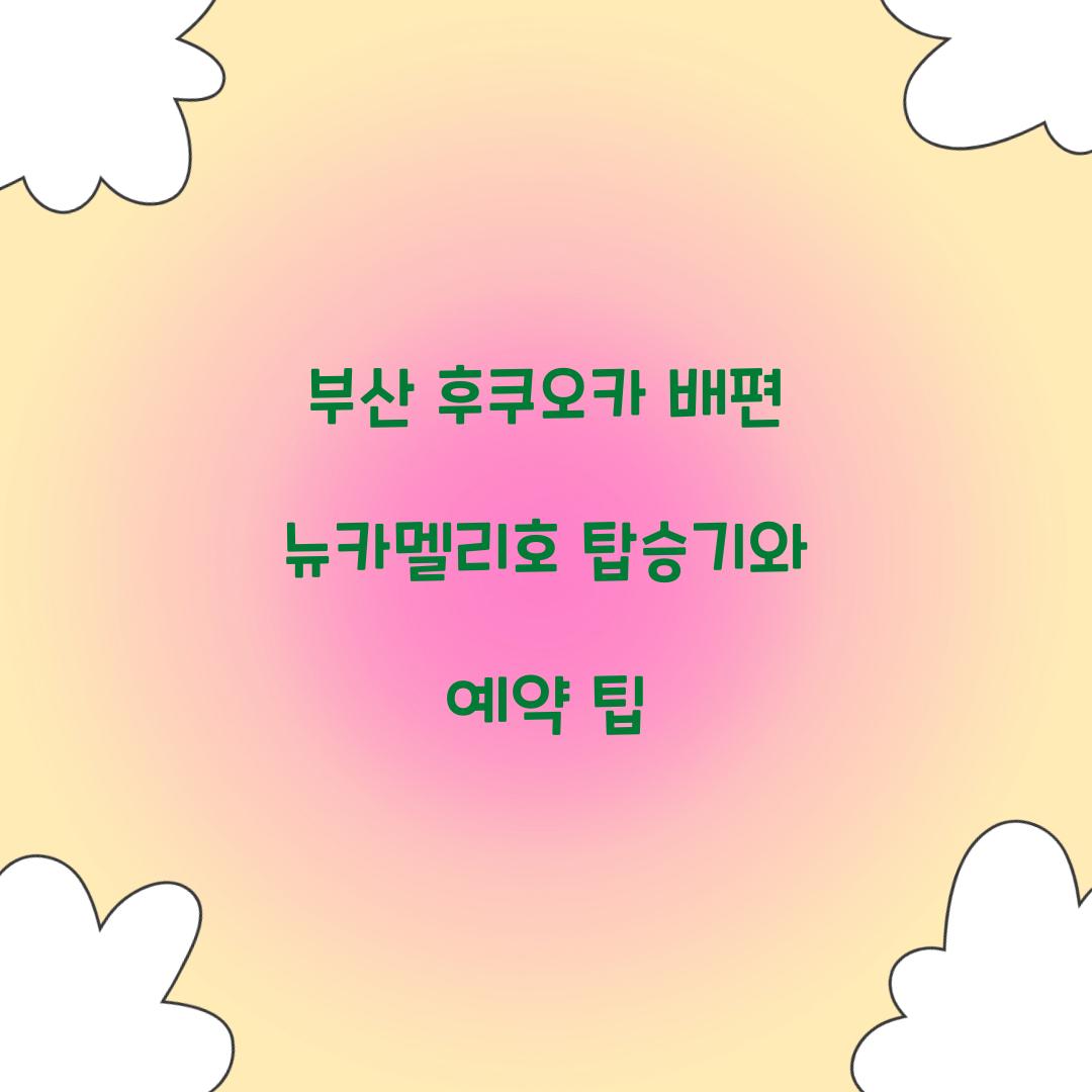 부산 후쿠오카 배편 뉴카멜리호