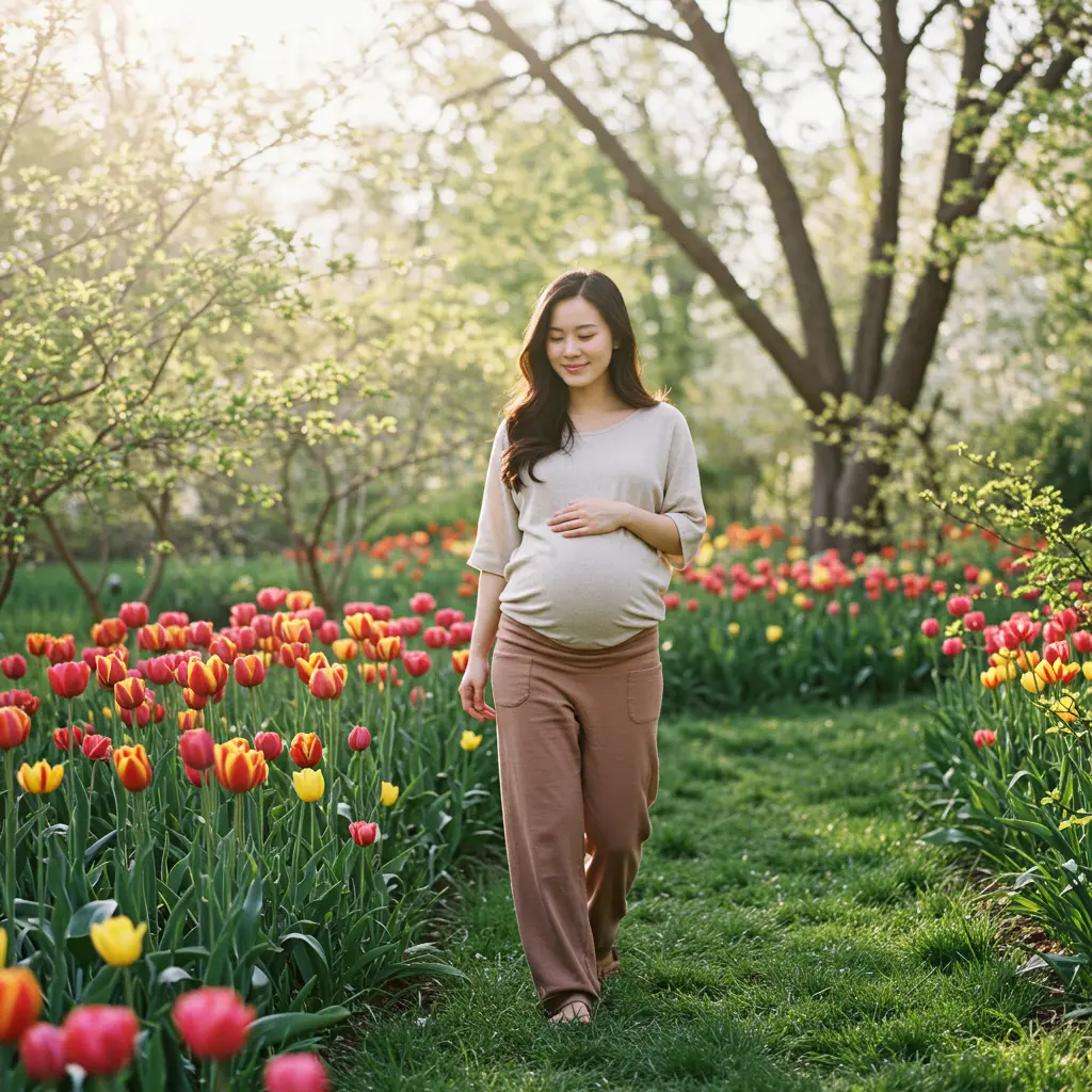 임산부가 산책하는 이미지