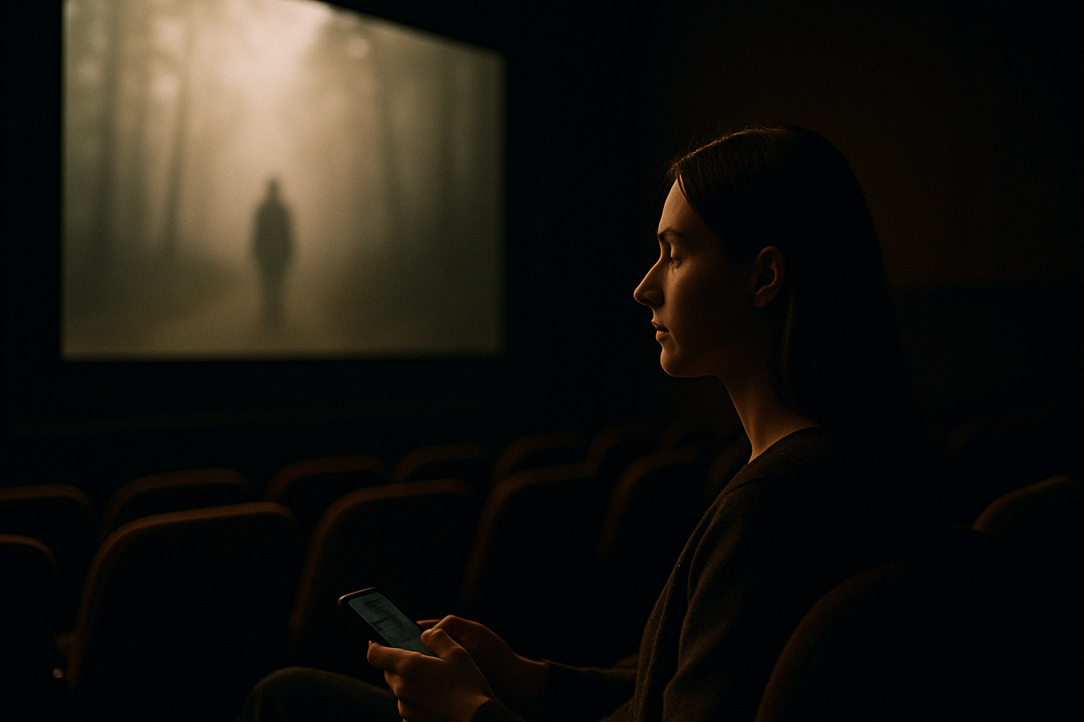 정적 속 영화 몰입 장면을 표현한 이미지(Ai생성이미지)