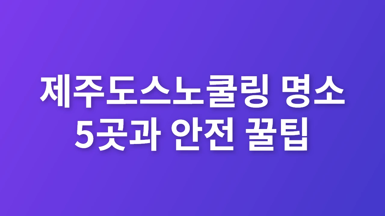 제주도스노쿨링 명소 5곳과 안전 꿀팁