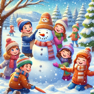 눈사람-아이들-8명-눈