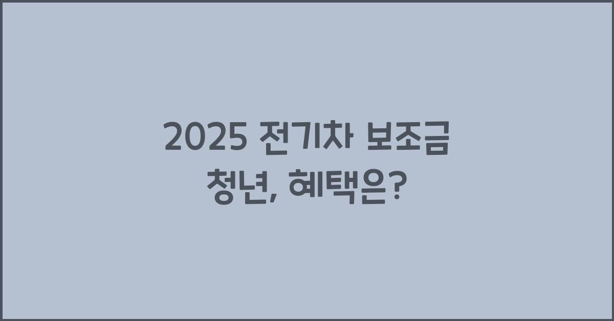 2025 전기차 보조금 청년