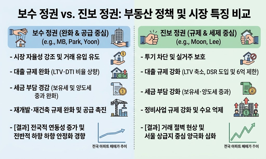 보수 정권-진보 정권 비교
