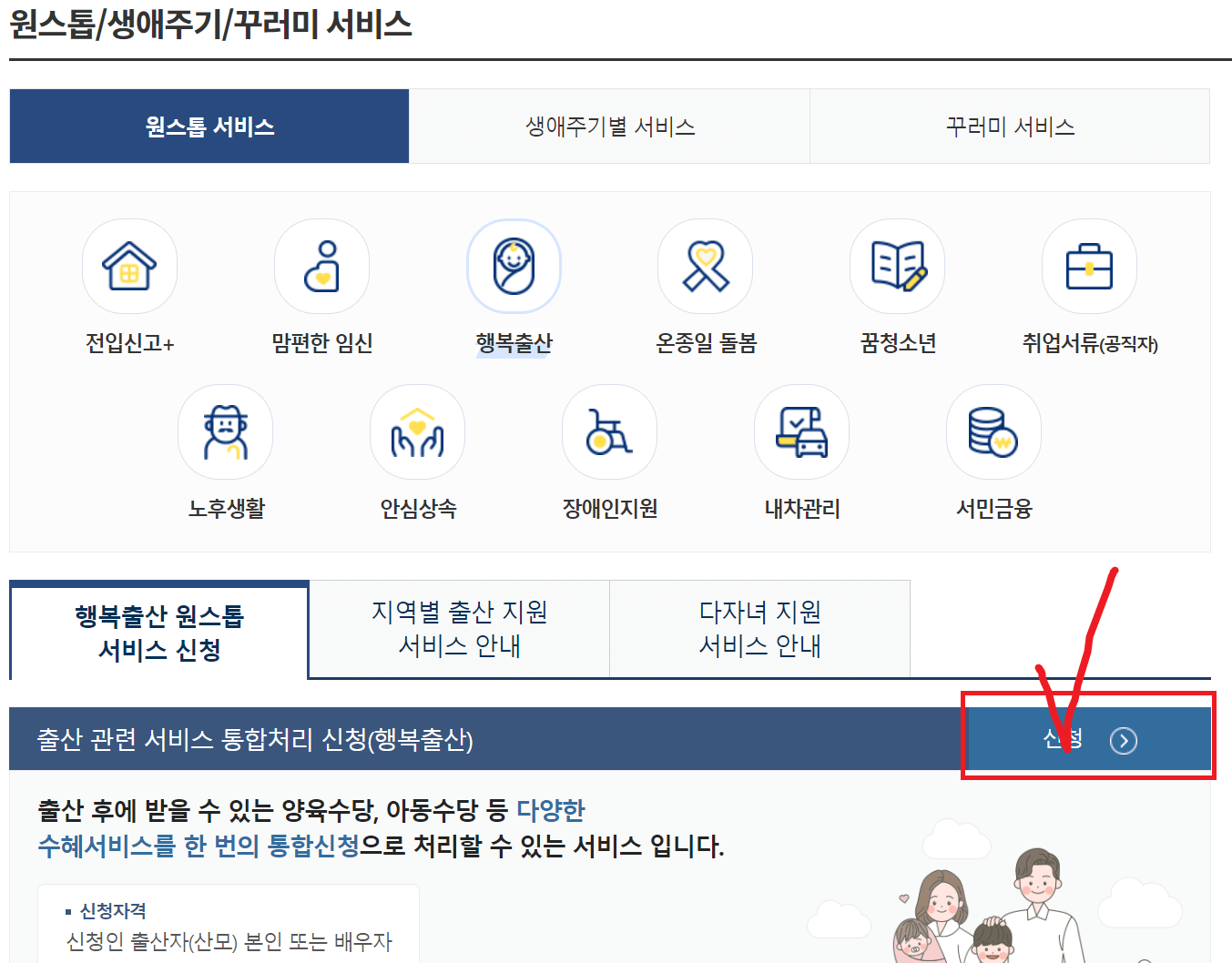 정부24 출산 통합처리 신청
