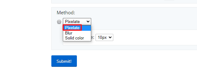 Pixelate 클릭