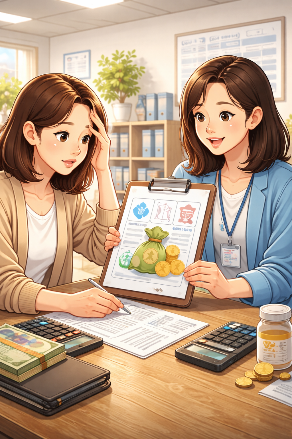 사회복지사와 상담하는 여성