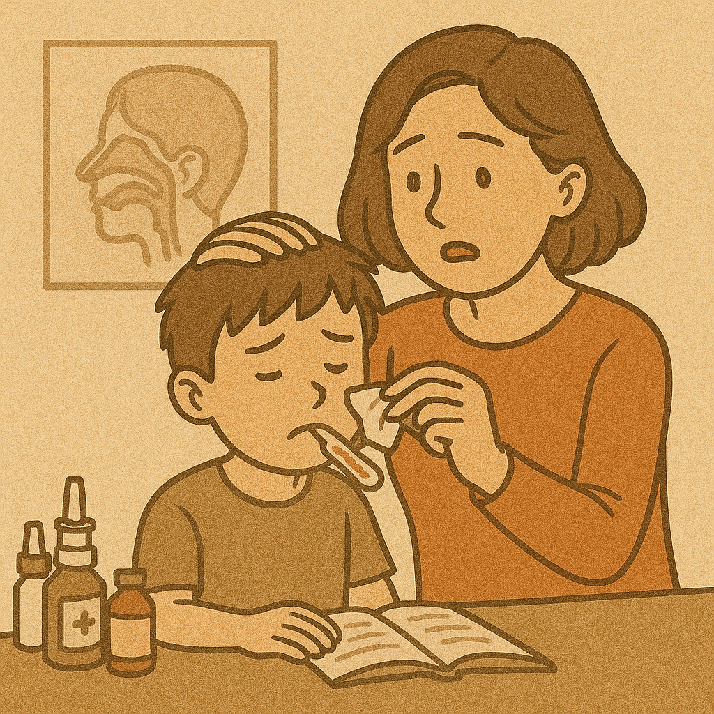 아이가 비염 진단과 부모가 해야할 행동에 대한 이미지