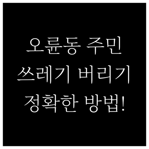 송파구 오륜동 주민 필수! 쓰레기 버..