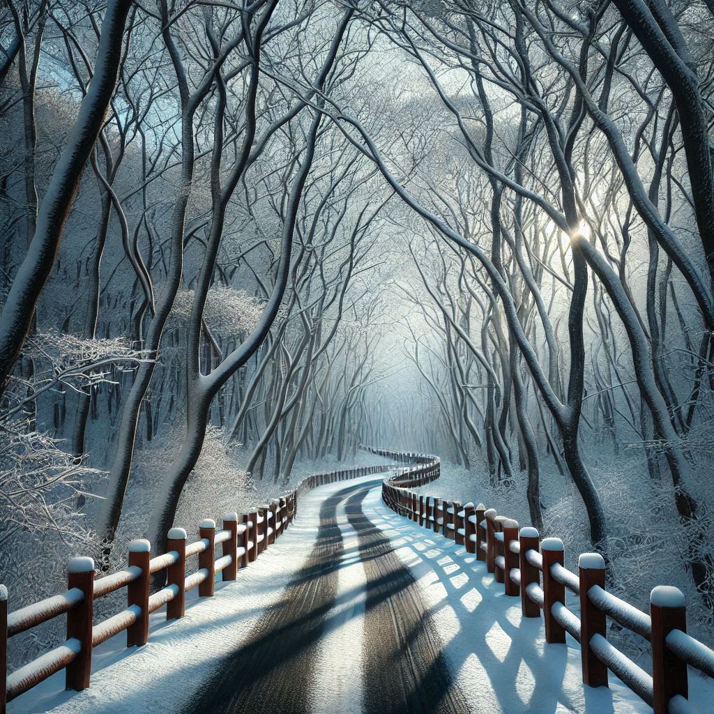 忠清道の龍賢自然休養林内浦文化の森道の冬