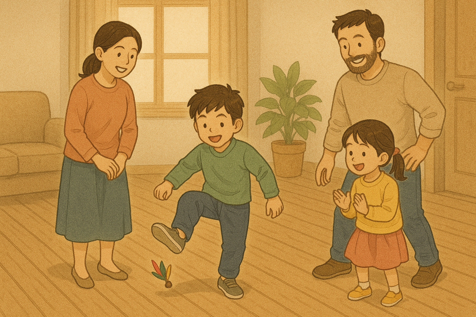 제기차기 하는 가족들